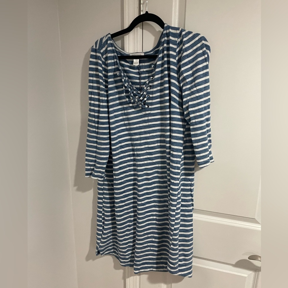 Striped Maternity Dress with lace up detail. Size XL